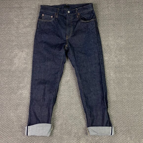 Uniqlo Selvedge Denim Jeans Men's 31 Kaihara Dark Wash Measures 32.5 x 30.25 - Picture 2 of 14
